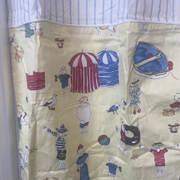 Laura Ashley Nautical Seaside Shower Curtain 71" x 68" Beach Yellow Cotton Vtg - Picture 4 of 8